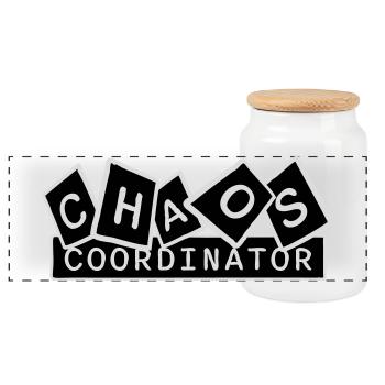 Chaos Coordinator Lustig Titel Eltern Lehrer Logo - Panorama Keksdose mit Holzdeckel - Weiß - Vorne