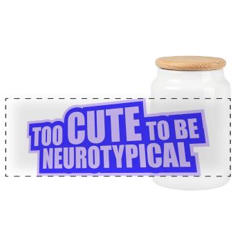Too Cute To Be Neurotypical Lustig Autismus Logo - Panorama Keksdose mit Holzdeckel - Weiß - Vorne