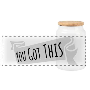You Got This Motivierend Inspirierend Spruch Zitat - Panorama Keksdose mit Holzdeckel - Weiß - Vorne