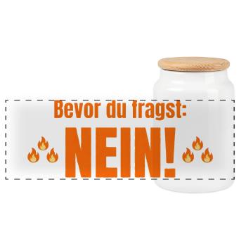 bevor du fragst nein - Panorama Keksdose mit Holzdeckel - Weiß - Vorne
