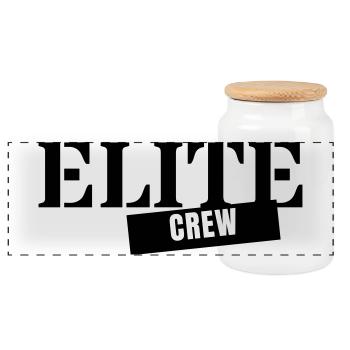 Elite Crew - Team Group Party Squad Member - Panoramic Cookie Jar with Wooden Lid - white - Front