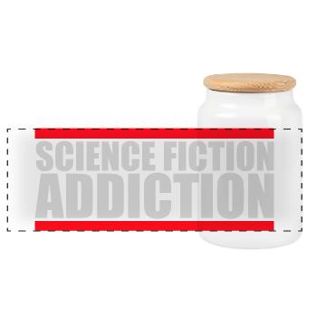 Science Fiction Addict Sci Fi Lover Quote Text - Panoramic Cookie Jar with Wooden Lid - white - Front