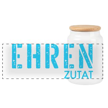 Ehrenzutat Beziehung - Panorama Keksdose mit Holzdeckel - Weiß - Vorne
