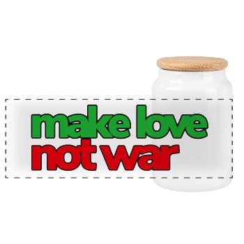 Make Love Not War - Panorama Keksdose mit Holzdeckel - Weiß - Vorne