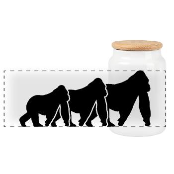 Silhouettes de singes - Boîte à biscuits avec couvercle en bois - blanc - Devant