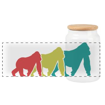 Silhouettes des Trois Singes Rétro - Boîte à biscuits avec couvercle en bois - blanc - Devant