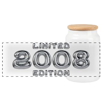2008 Jahrgang Geburtstag Vintage Retro Geschenk - Panorama Keksdose mit Holzdeckel - Weiß - Vorne