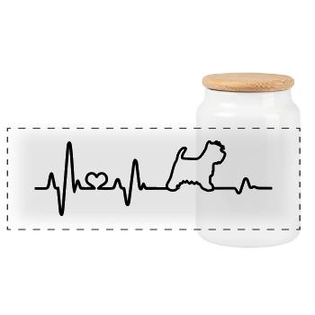 West Highland White Terrier Westie Heartbeat Coeur - Boîte à biscuits avec couvercle en bois - blanc - Devant