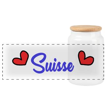 SWITZERLAND. HUMOR. COUNTRY. FLAG - Panoramic Cookie Jar with Wooden Lid - white - Front