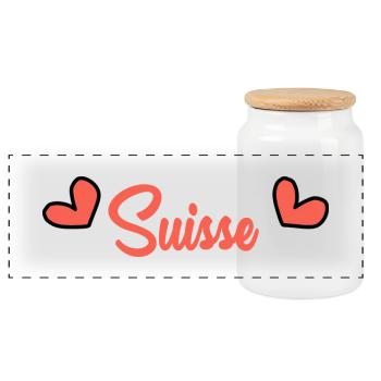 SWITZERLAND. COUNTRY. GENEVA. FLAG - Panoramic Cookie Jar with Wooden Lid - white - Front
