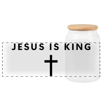 Jesus ist König – Minimalistischer Glaube – Jesus  - Panorama Keksdose mit Holzdeckel - Weiß - Vorne