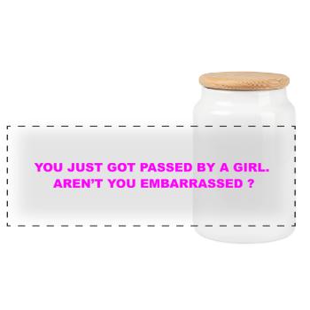 you just go - Panoramic Cookie Jar with Wooden Lid - white - Front