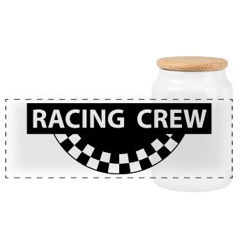 RACING CREW, Zielflagge - Panorama Keksdose mit Holzdeckel - Weiß - Vorne