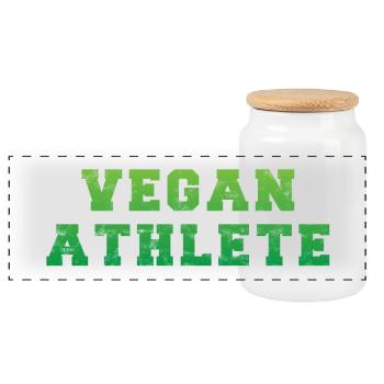 Veganer Sportler - Vegan Athlete - Panorama Keksdose mit Holzdeckel - Weiß - Vorne
