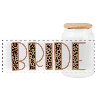 Braut - Leopard Haut, Bachelorette Party Geschenk - Panorama Keksdose mit Holzdeckel - Weiß - Vorne