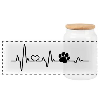 Hund Herzschlag EKG Pfote Hundeliebhaber lustig - Panorama Keksdose mit Holzdeckel - Weiß - Vorne