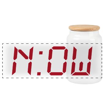 NOW – Typografie Design ohne Hintergrund - Panorama Keksdose mit Holzdeckel - Weiß - Vorne