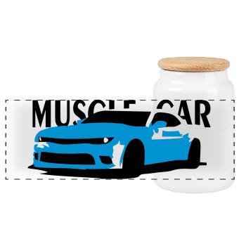 MuscleCar - Panorama Keksdose mit Holzdeckel - Weiß - Vorne