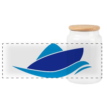 boat - Panoramic Cookie Jar with Wooden Lid - white - Front