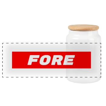 FORE Golf Attention - Golf Golfers Golfing - Panoramic Cookie Jar with Wooden Lid - white - Front