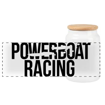 power boat racing - Panorama Keksdose mit Holzdeckel - Weiß - Vorne