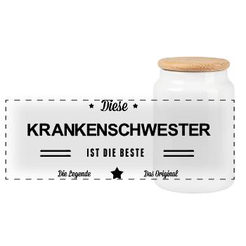 Beste Krankenschwester - Panorama Keksdose mit Holzdeckel - Weiß - Vorne