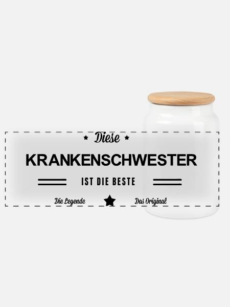 Beste Krankenschwester - Panorama Keksdose mit Holzdeckel - Weiß