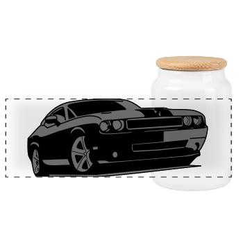 Klassisches Muscle-Car - Panorama Keksdose mit Holzdeckel - Weiß - Vorne