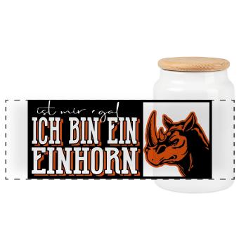 Einhorn unicorn lustig dub nas horn - Panorama Keksdose mit Holzdeckel - Weiß - Vorne