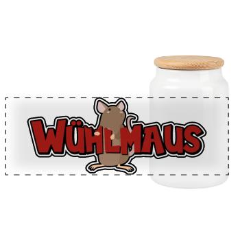 Wühlmaus - Panorama Keksdose mit Holzdeckel - Weiß - Vorne