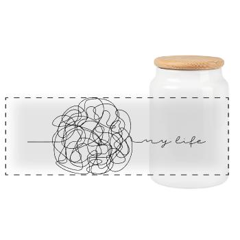 My Life - Panoramic Cookie Jar with Wooden Lid - white - Front