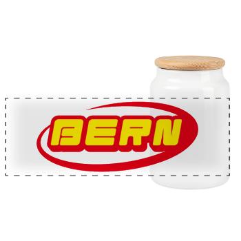 Logo néon de Berne Jaune Rouge - Boîte à biscuits avec couvercle en bois - blanc - Devant