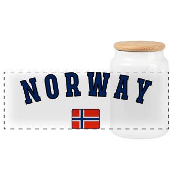Norwegian flag, Norwegian pride - Panoramic Cookie Jar with Wooden Lid - white - Front
