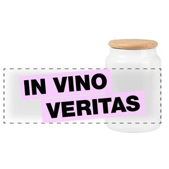 In Vino Veritas - Panorama Keksdose mit Holzdeckel - Weiß - Vorne