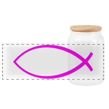 Ichtus Fisch einfarbig rosa - Panorama Keksdose mit Holzdeckel - Weiß - Vorne