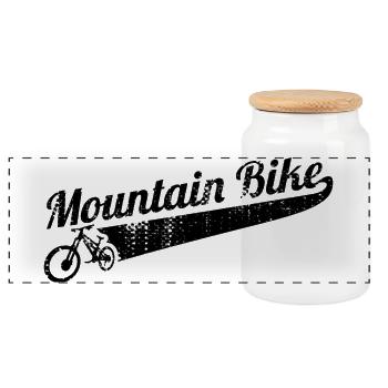 Mountain bike - Panoramic Cookie Jar with Wooden Lid - white - Front
