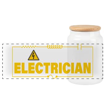 ELECTRICIAN - Panoramic Cookie Jar with Wooden Lid - white - Front