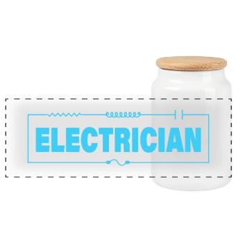 ELECTRICIAN - Panoramic Cookie Jar with Wooden Lid - white - Front