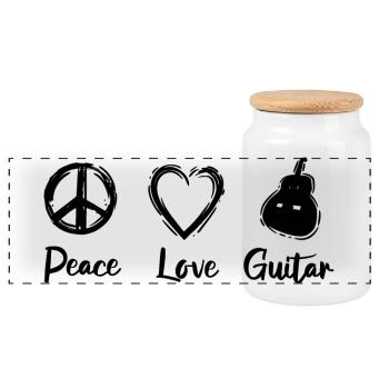 Gitarren Liebe - Panorama Keksdose mit Holzdeckel - Weiß - Vorne