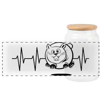 pouls, gros chat, voler, chats, sauter, battement de coeur - Boîte à biscuits avec couvercle en bois - blanc - Devant