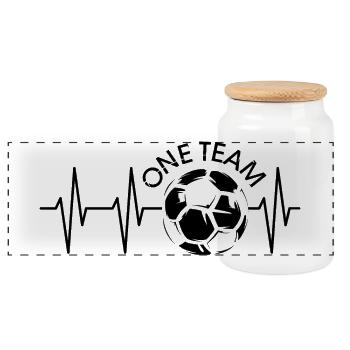 pulse ball heartbeat soccer one team club icon - Panoramic Cookie Jar with Wooden Lid - white - Front