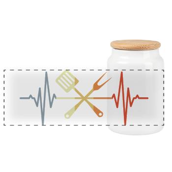 Wooden spoon palpitations - Panoramic Cookie Jar with Wooden Lid - white - Front
