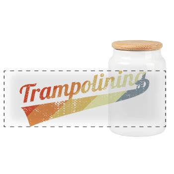 Vintage Trampolinspringen - Panorama Keksdose mit Holzdeckel - Weiß - Vorne