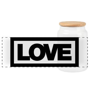 Typo LOVE Contour 1C - Boîte à biscuits avec couvercle en bois - blanc - Devant