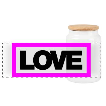 Typo LOVE Contour 2C - Boîte à biscuits avec couvercle en bois - blanc - Devant