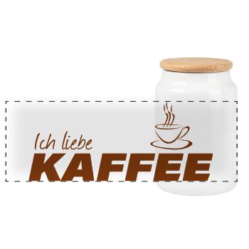 I love coffee - Panoramic Cookie Jar with Wooden Lid - white - Front