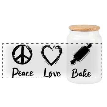 I love baking - Panoramic Cookie Jar with Wooden Lid - white - Front