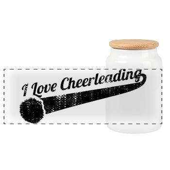 Cheerleading Love - Panoramic Cookie Jar with Wooden Lid - white - Front