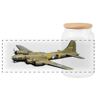 Bomber B-17 Flying Fortress - Panoramic Cookie Jar with Wooden Lid - white - Front