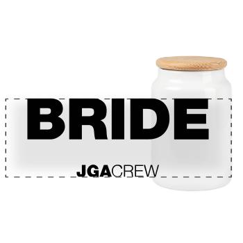 JGA: Bride (Braut) (Jungesellenabschied) - Panorama Keksdose mit Holzdeckel - Weiß - Vorne